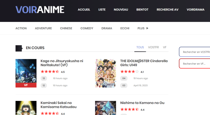 Le nouveau site de voiranime 