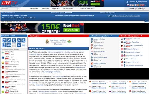 La diffusion directe sur Live TV