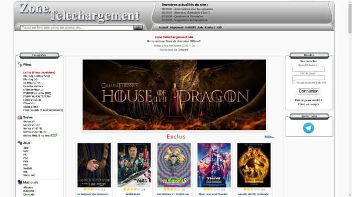 Le nouveau site de Zone Téléchargement